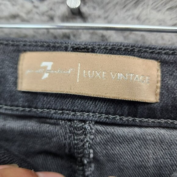 7 For All Mankind Jeans Womens 32 Josefina Gray Stretch Mid Rise Button Fly Luxe - Picture 3 of 16